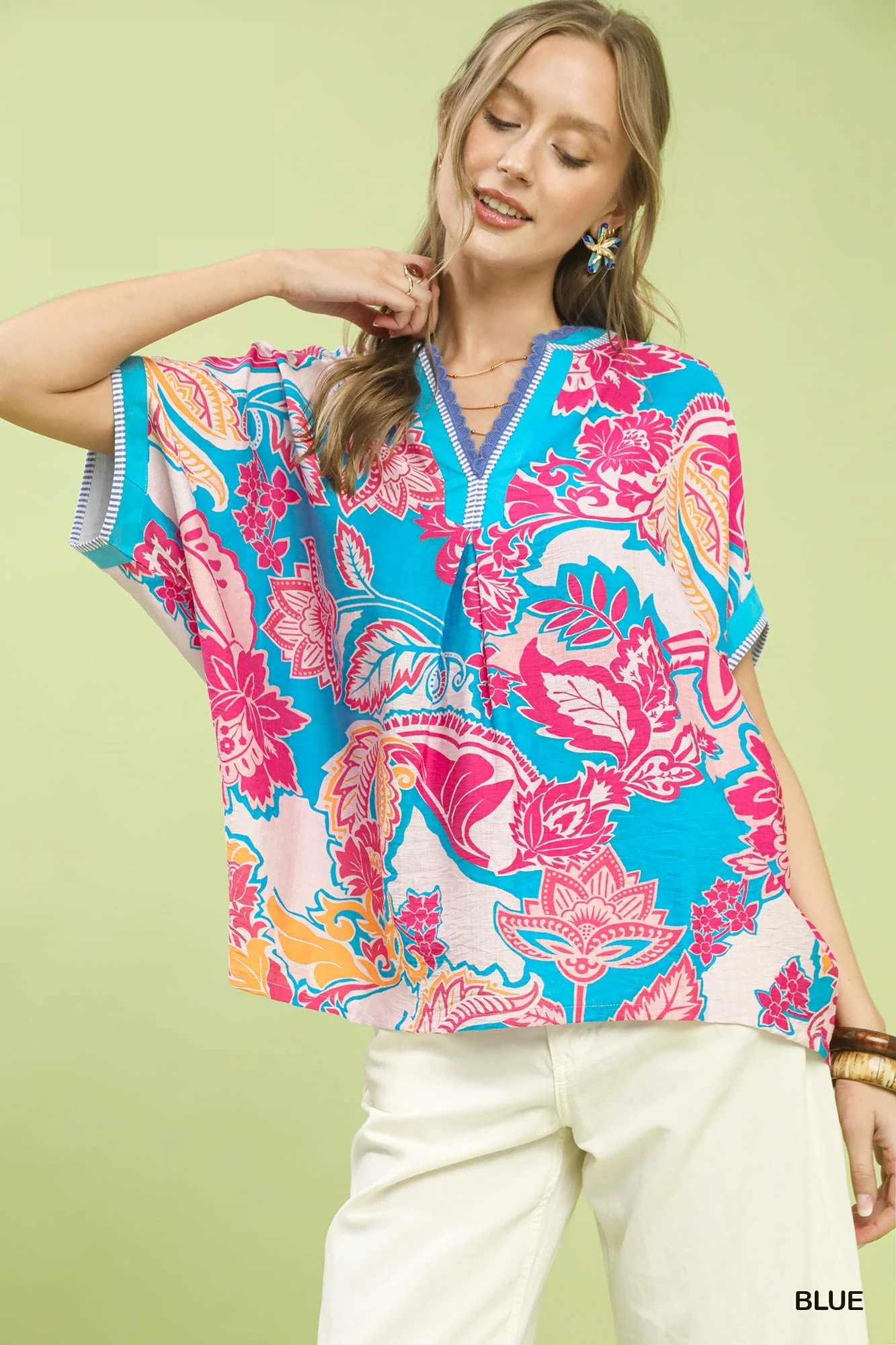 Abstract Print Oversized Top
