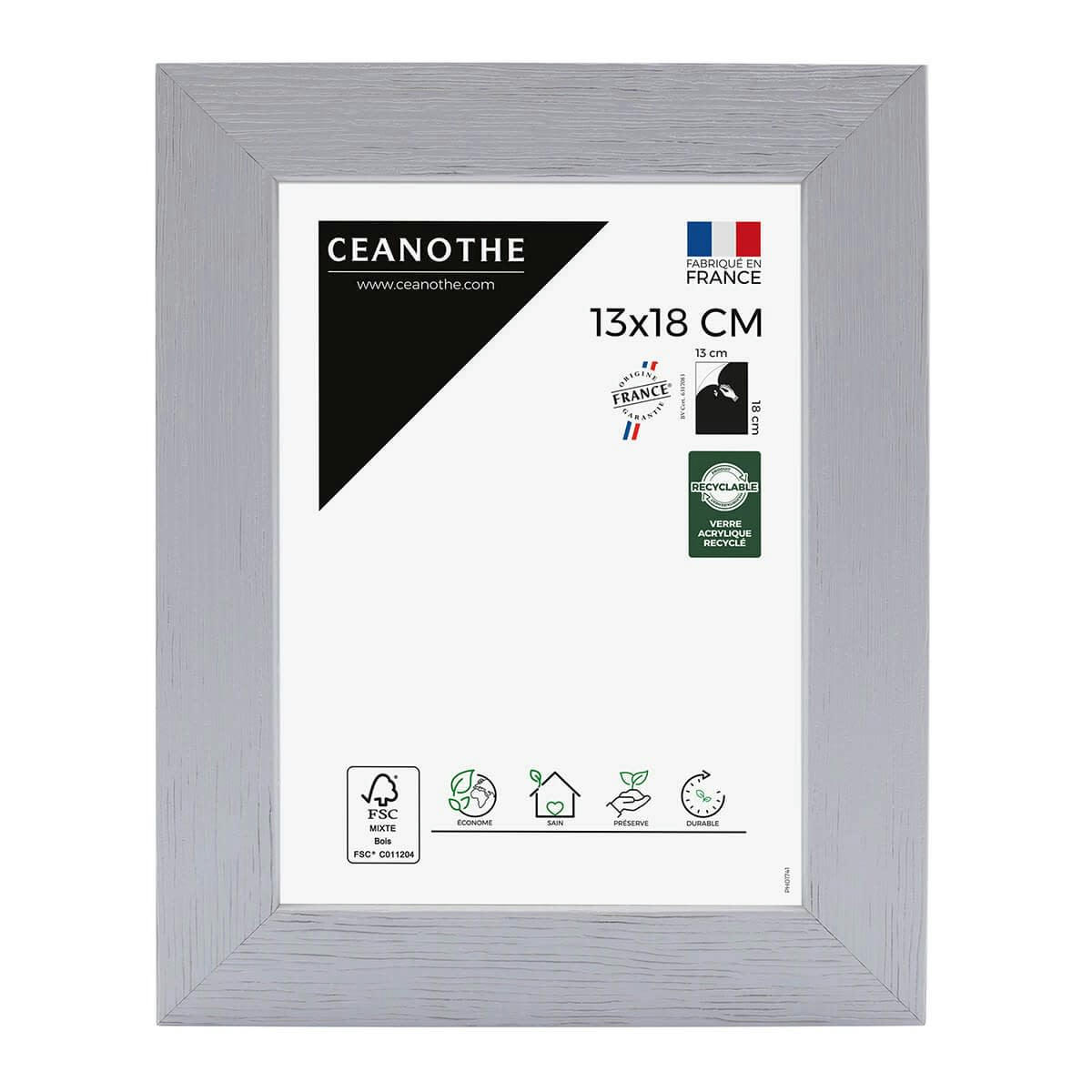 KARMA - Cadre photo gris 13x18 cm bois reconstitué fsc
