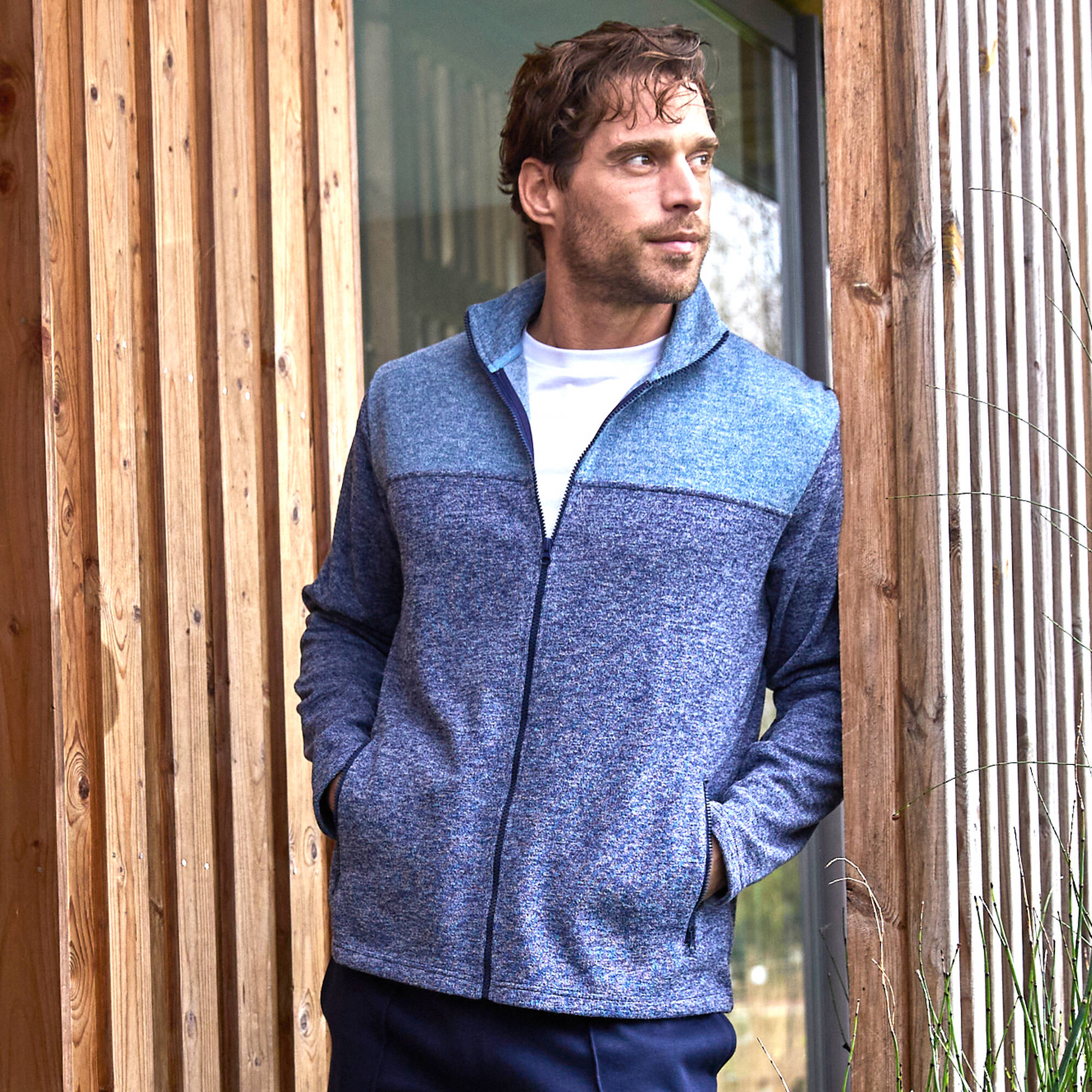 Sweat zippé col montant maille doublée molleton