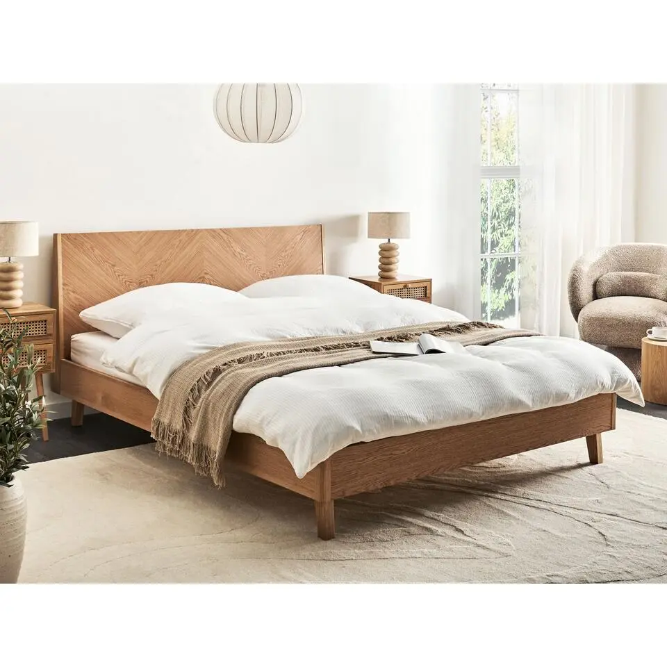 WIZERNES - Tweepersoonsbed - Lichtbruin - 160 x 200 cm - MDF