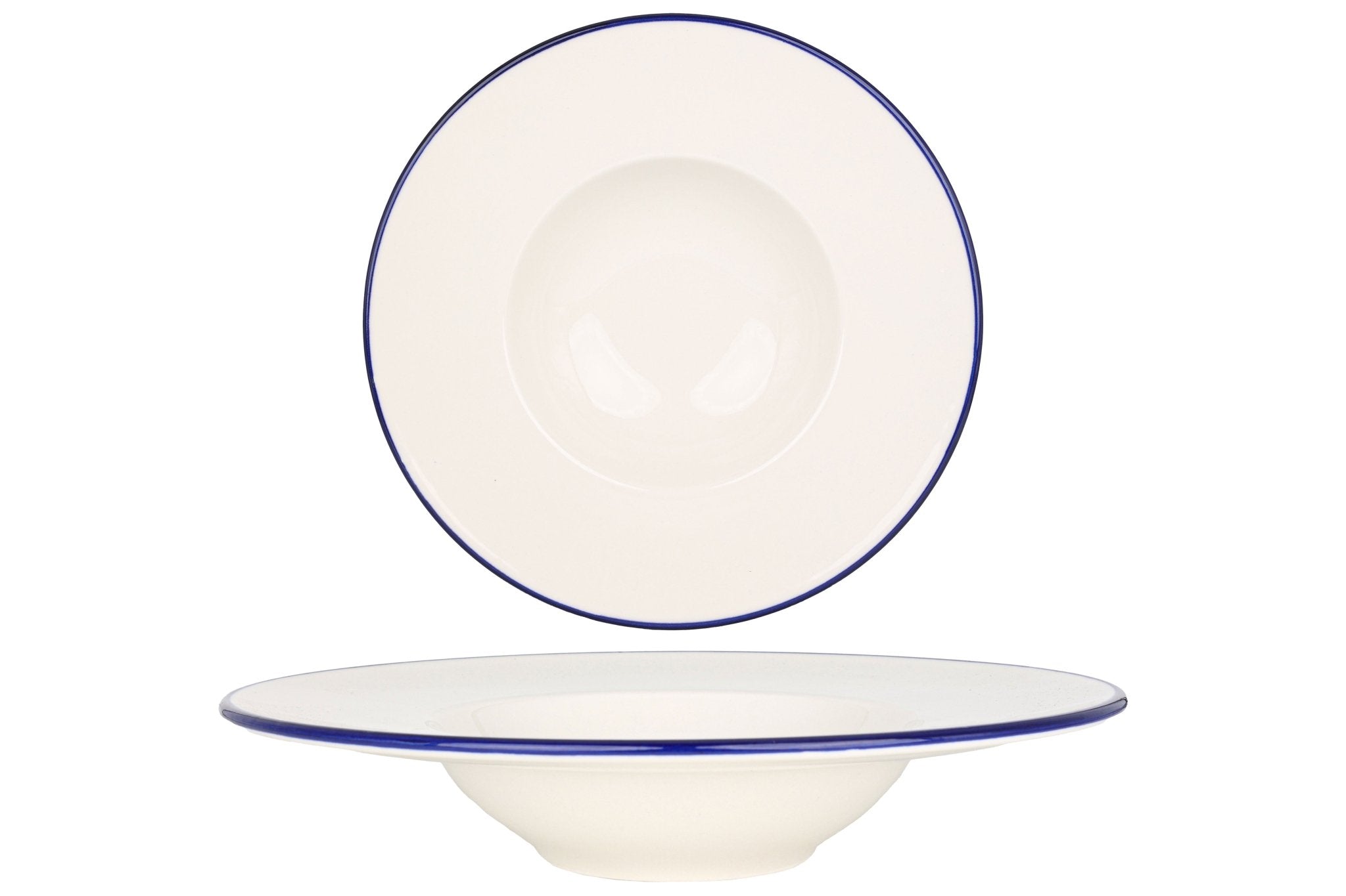 Rinart Pastabord - Blue Edge - Porselein - 28 cm (400cc) - set van 2
