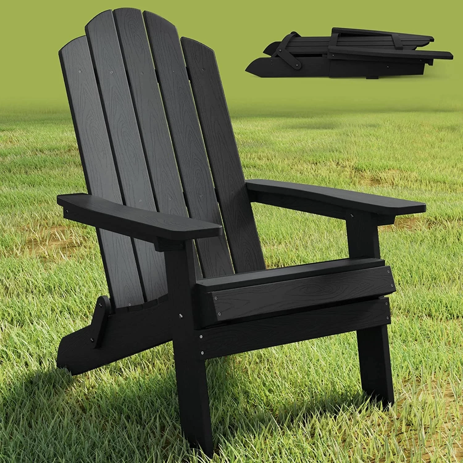 Folding Adirondack Chair Weather resistant Outdoor Garden Patio Chair by WINSOON