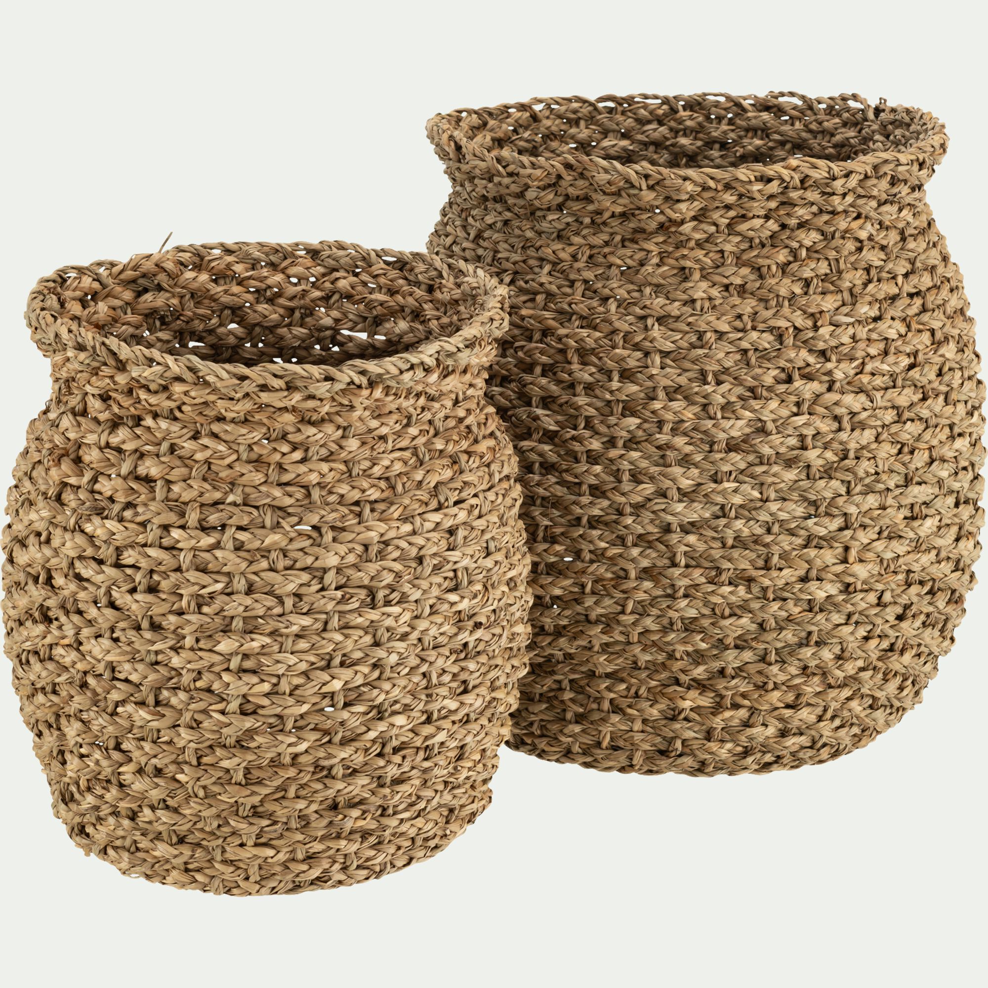 MACIRO - Lot de 2 cache-pots tressés en jonc de mer - naturel