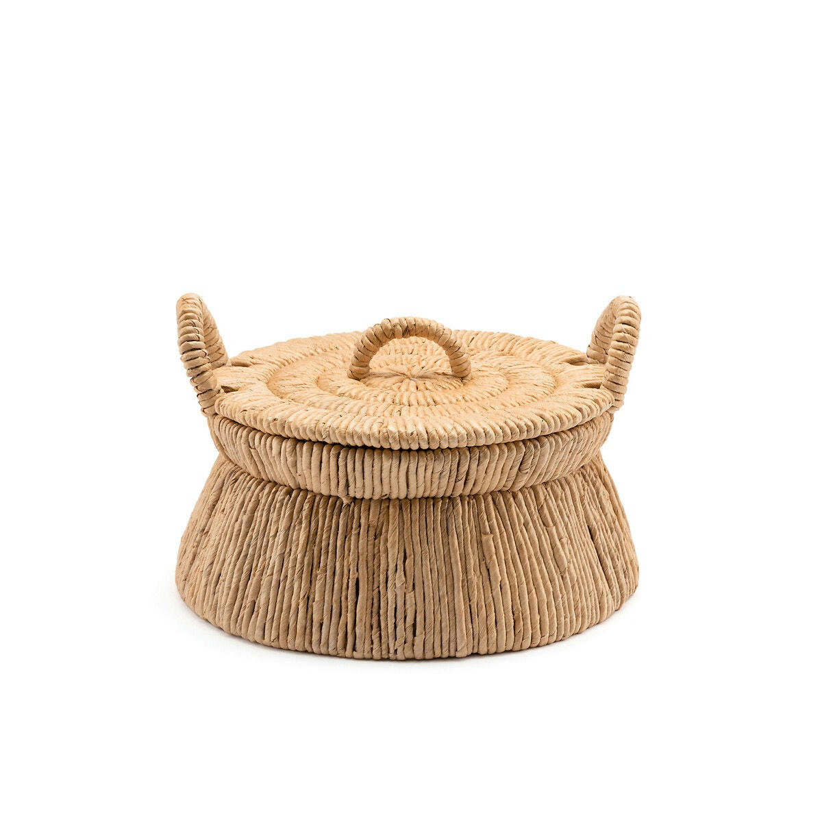 Panier avec couvercle bananier tressé, Caja