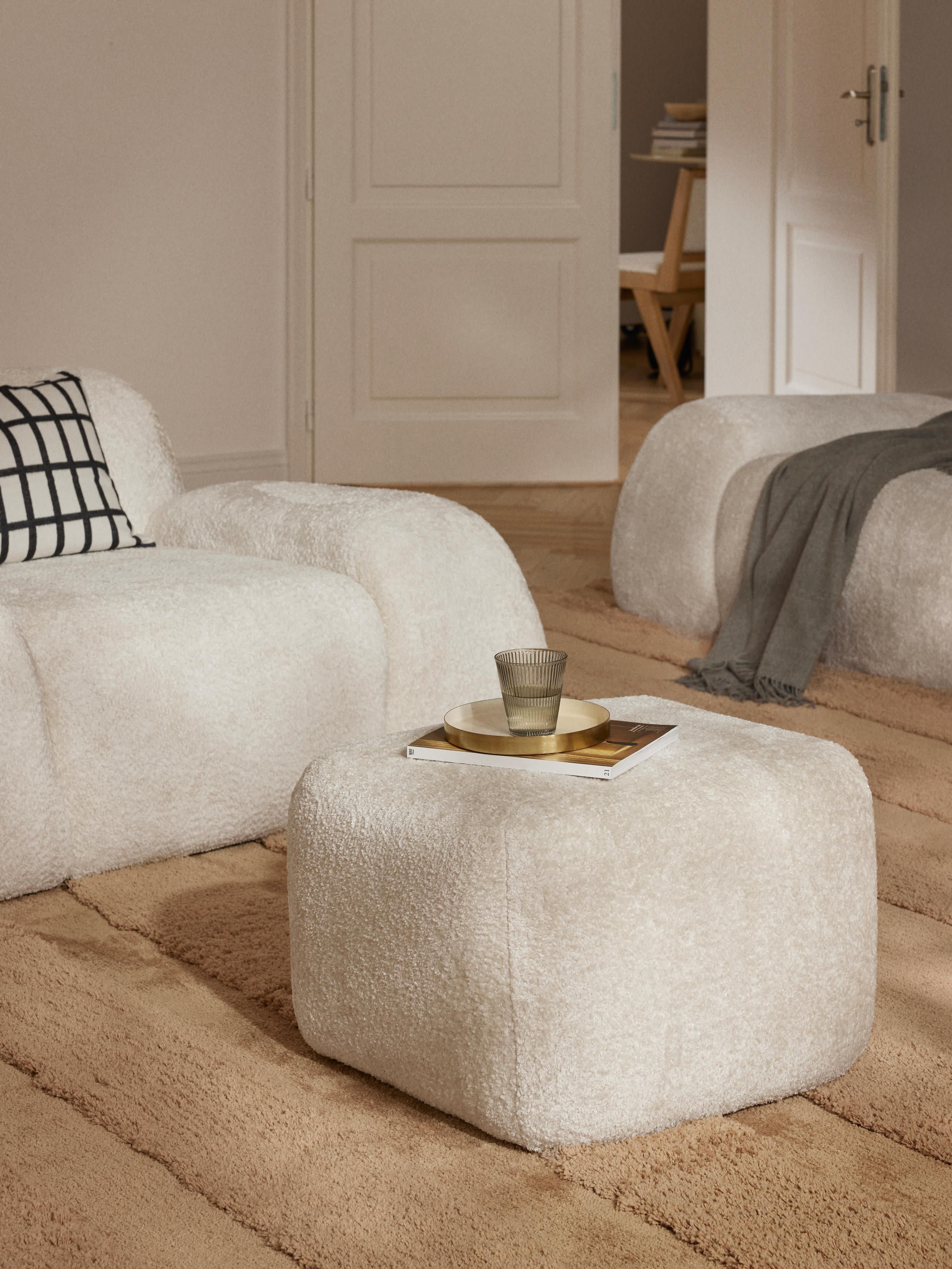 Sofa-Hocker Wolke aus Teddy-Bouclé