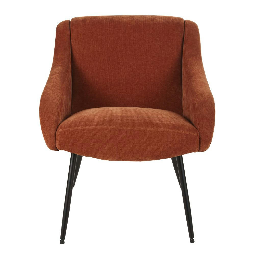 Joyce - Fauteuil en velours orange écureuil