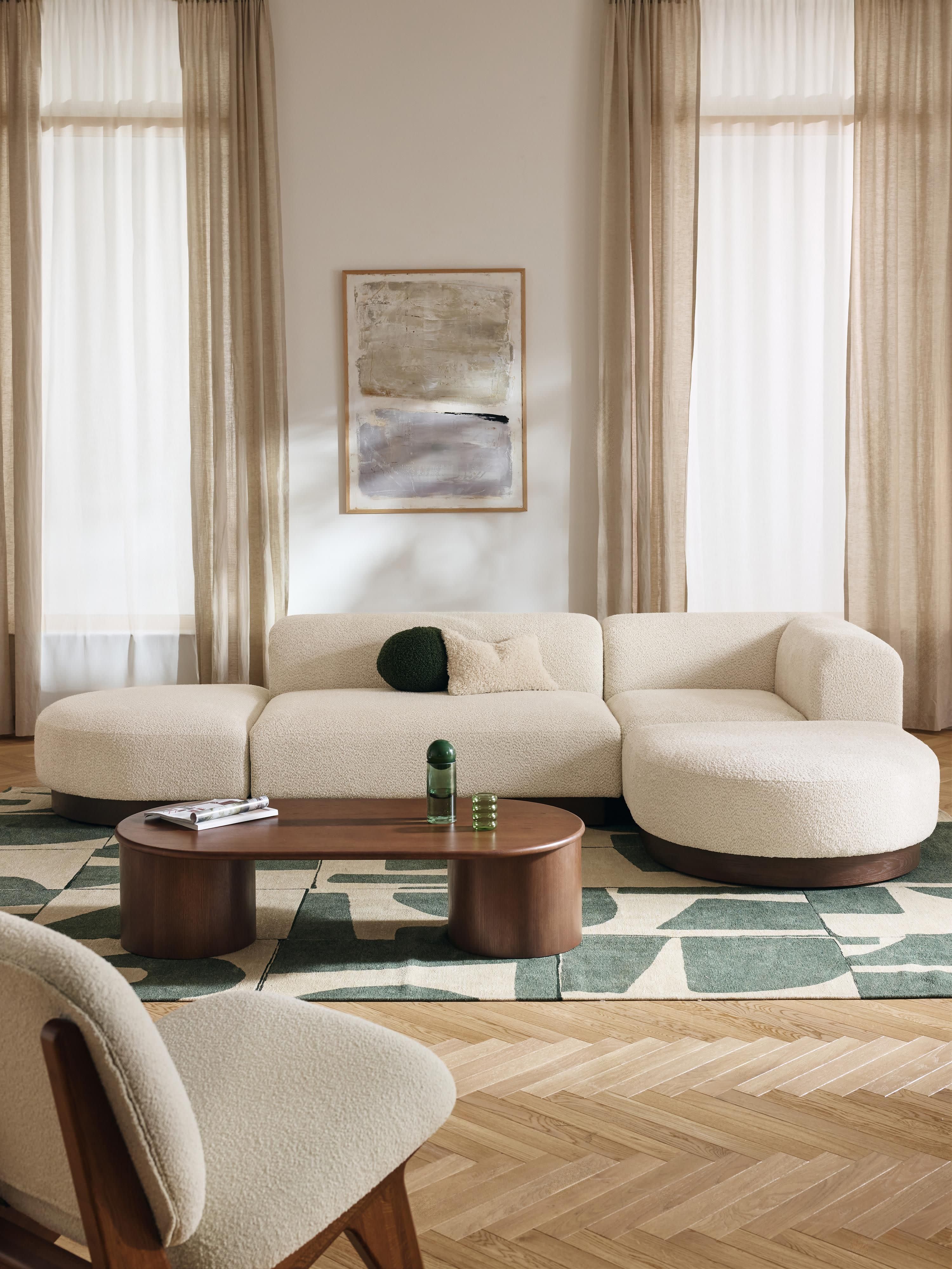 Modulares Ecksofa Natalie aus Teddy-Bouclé