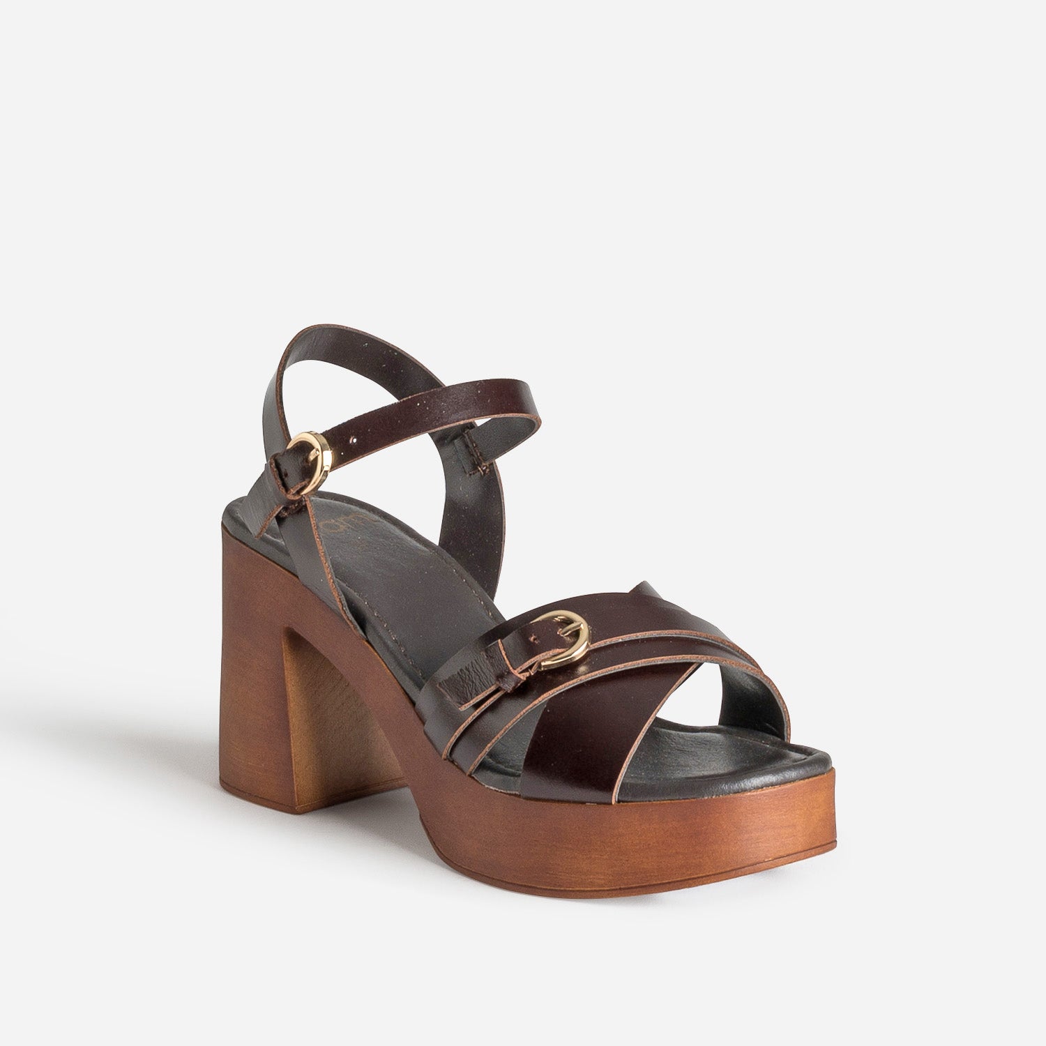 Sandale marron cuir à talon