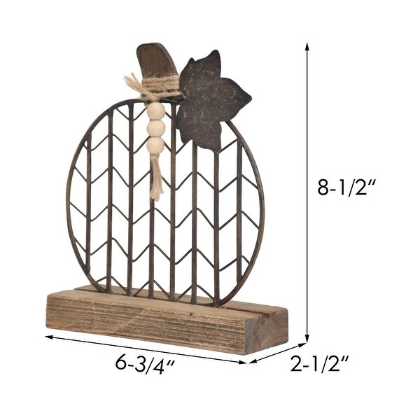 Metal and Wood Fall Pumpkin Decor for Thanksgiving