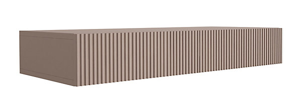 Coiffeuse suspendue avec deux tiroirs, façade rainurée - Couleur : brun caramel, 100 x 40 x 16 cm