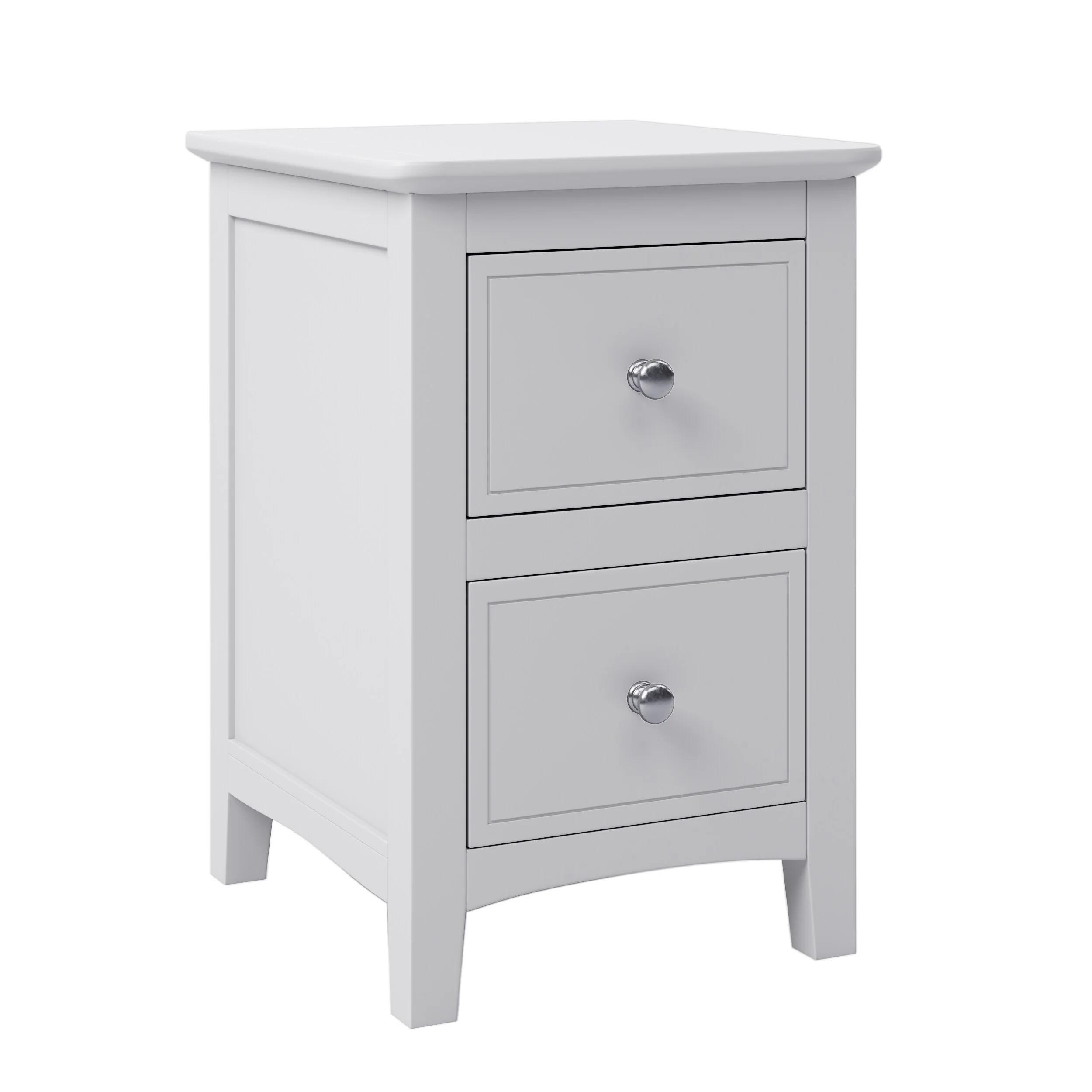 2 Drawers Solid Wood Nightstand End Table In White