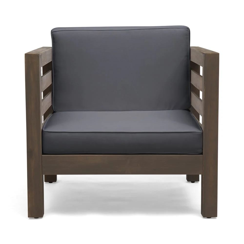 Oana Outdoor Acacia Wood Club Chair with Cushion by Christopher Knight Home