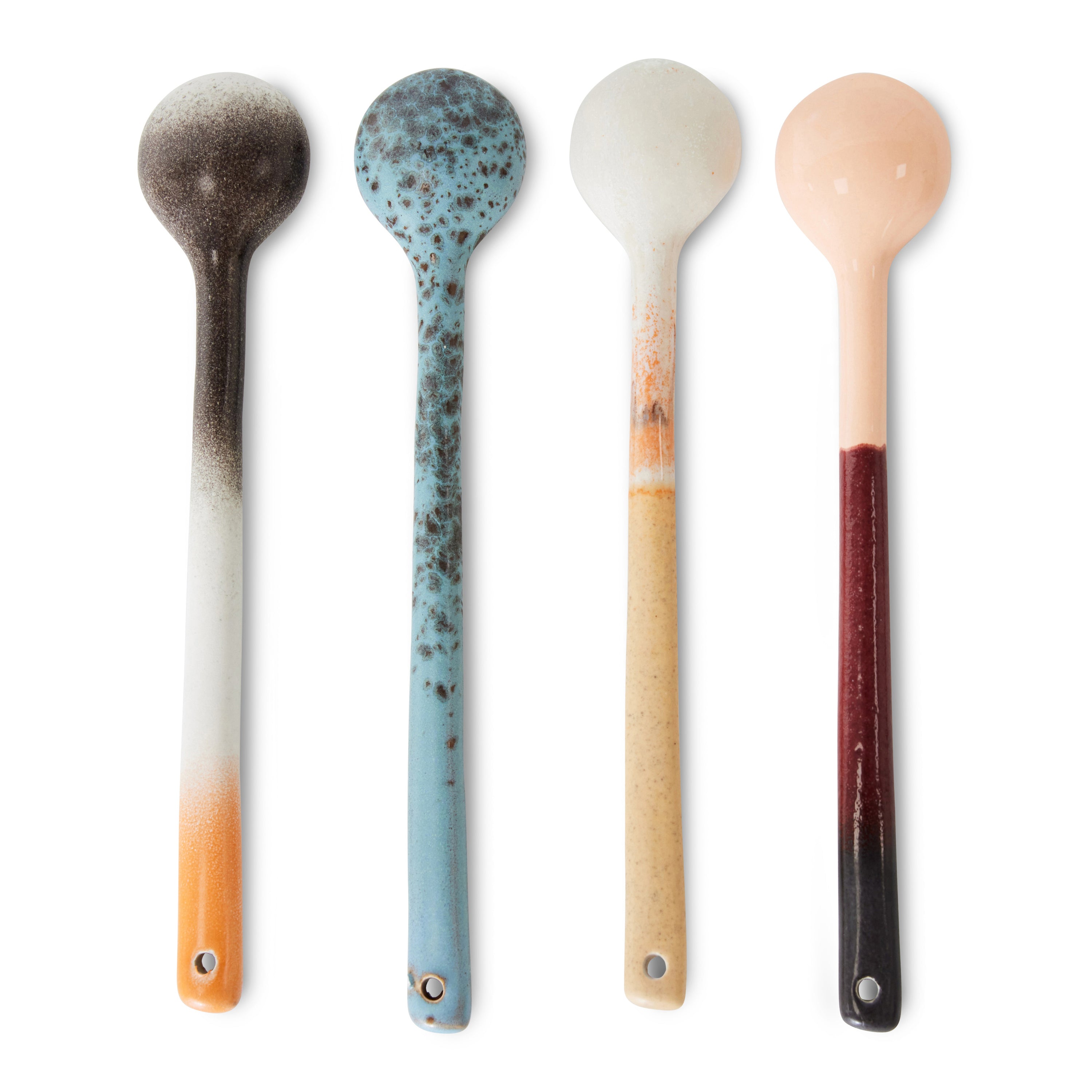 HKliving 70's Ceramics Lepels Set van 4 - L 16,5 cm - Breeze