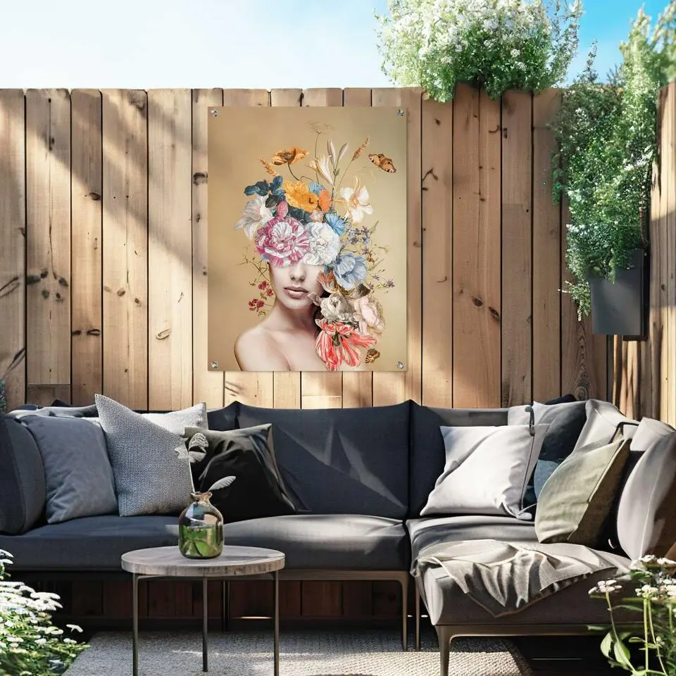 Tuinposter Bloemrijk - 80 x 60 - Bont