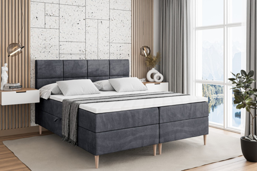 Łóżko kontynentalne z pojemnikiem, materacem i nóżkami ARDENI-FD 120x200 cm