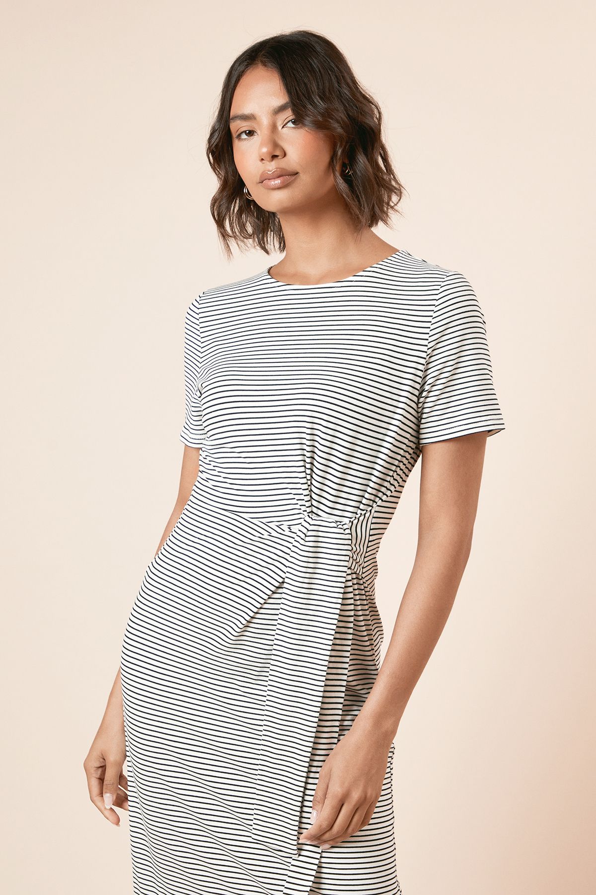 Dorothy Perkins Knot Detail Stripe T Shirt Dress