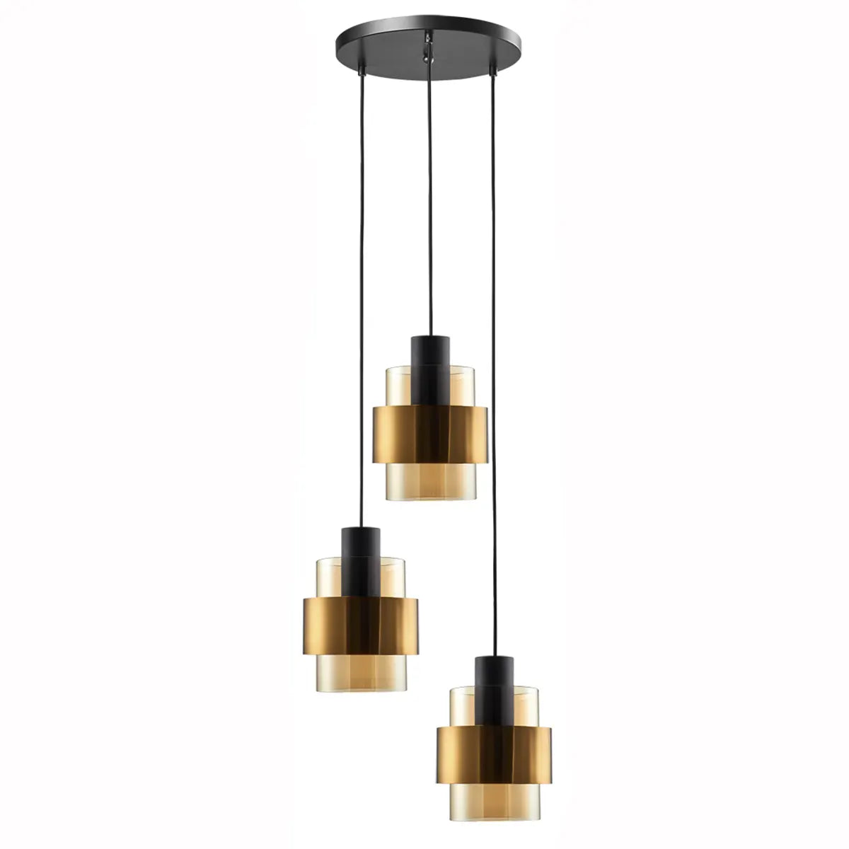 Freelight hanglamp Chiasso - 3 lichts - 35 x 150  cm - zwart goud
