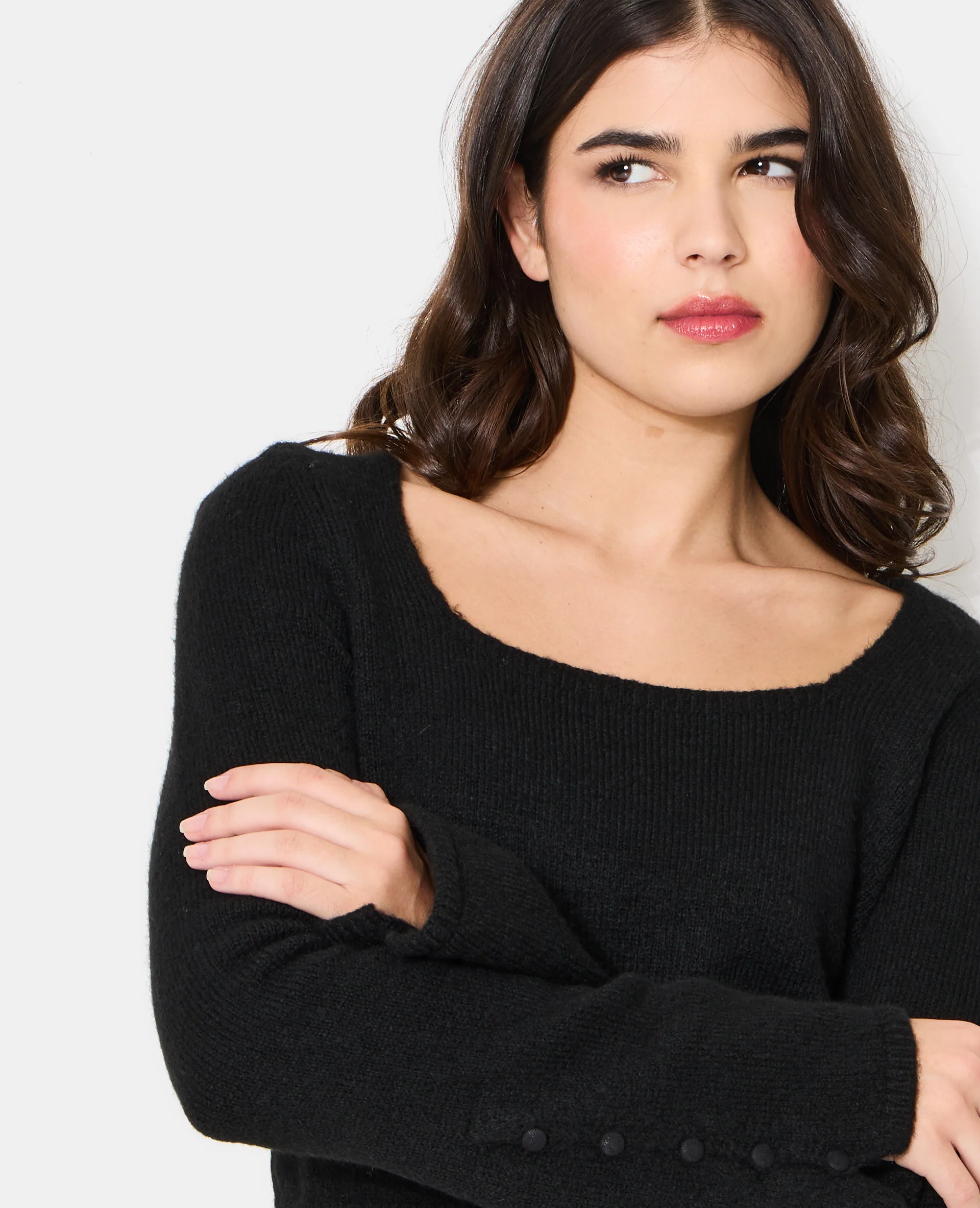 Pull encolure carrée avec manches flare