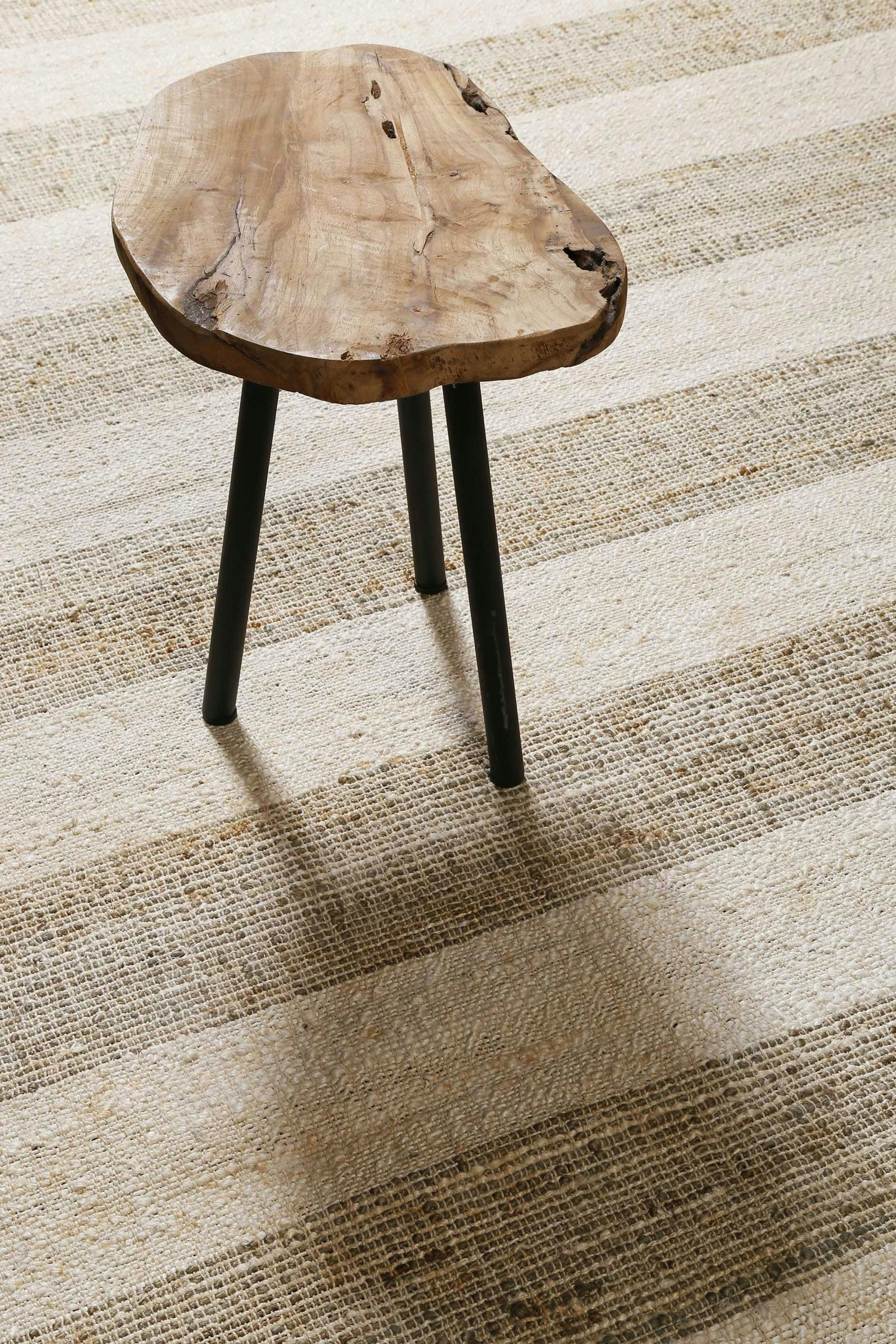 VIRGIL - Tapis plat tissé main à franges rayé brun et beige 80x150