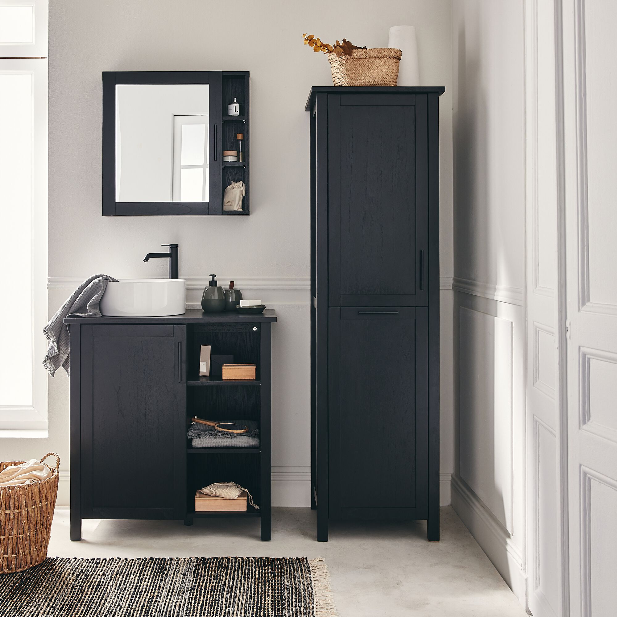 VALLAURIS - Meuble sous-vasque simple et 1 porte en bois de cèdre - L80cm