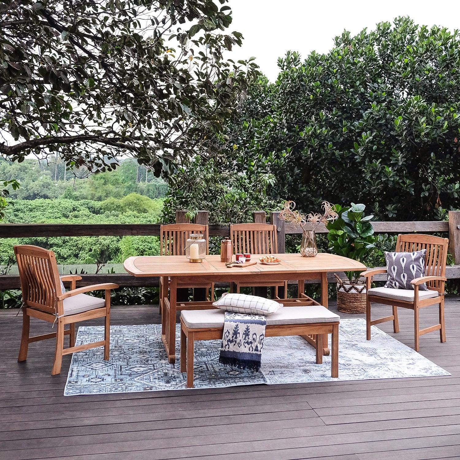 Cambridge Casual Caterina 6-Piece Teak Outdoor Extendable Dining Set