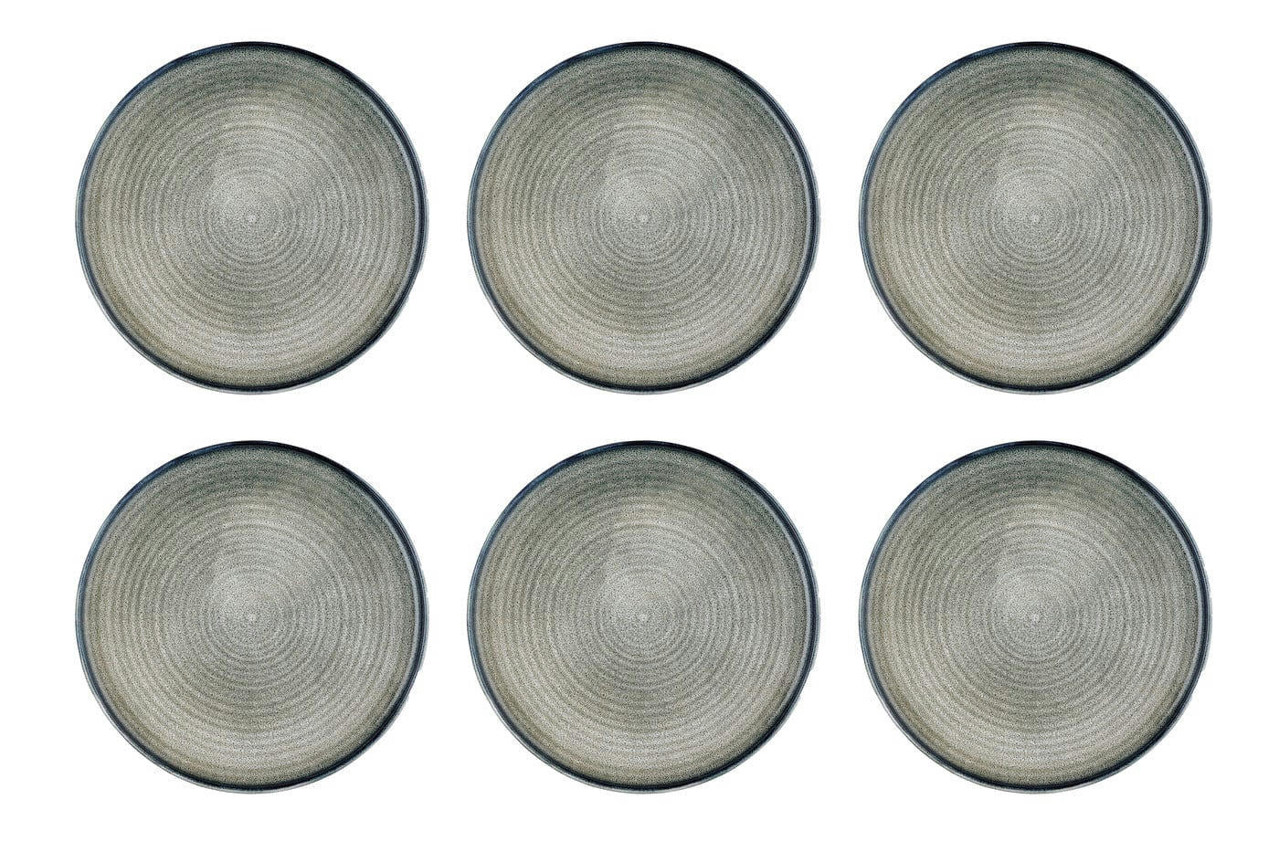 REACTIV - Lot de 6 assiettes plates en grès gris D28