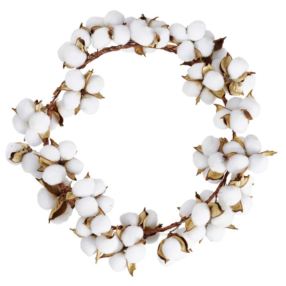 Couronne de No&euml;l en branchage et coton mélangés
