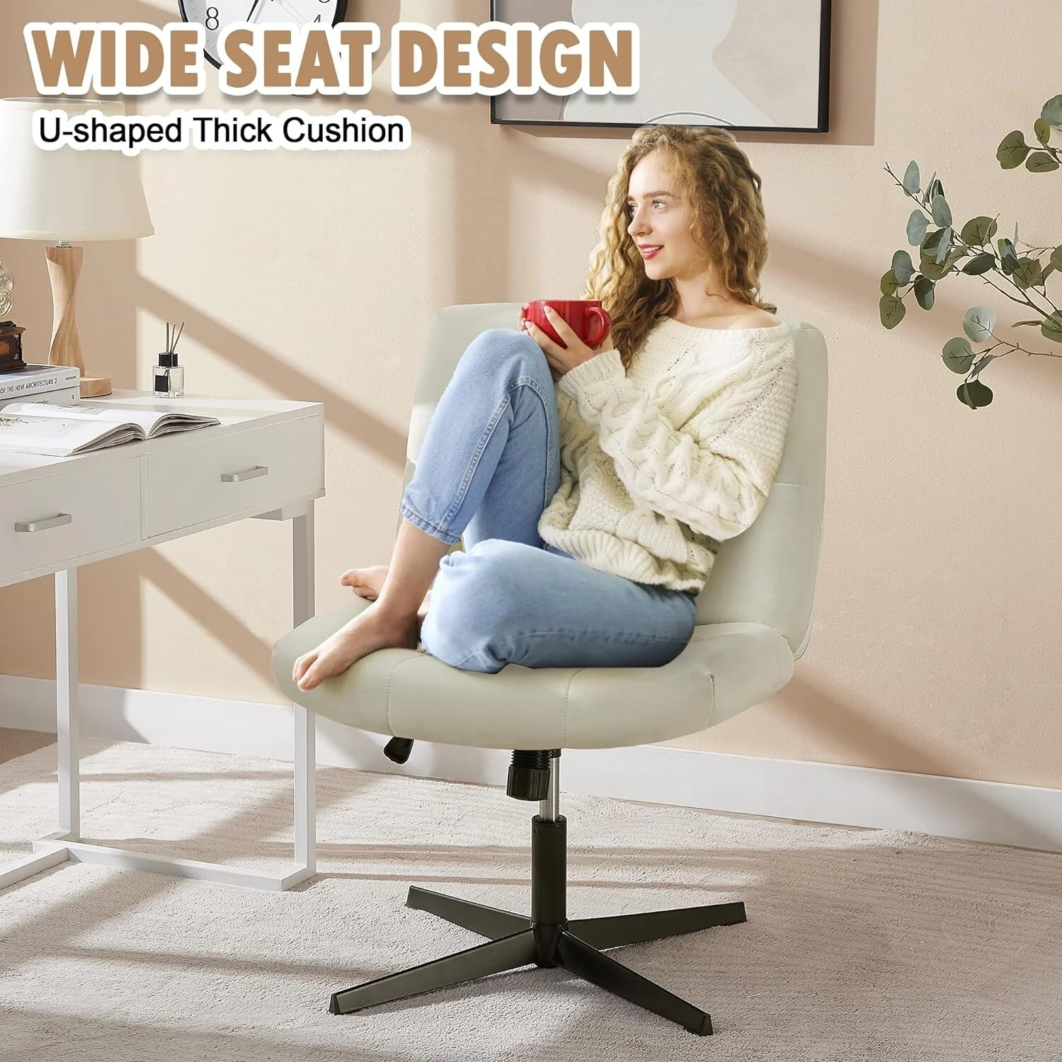 Javlergo Armless Office Desk Chair No Wheels, Office Desk Chair Computer Chair