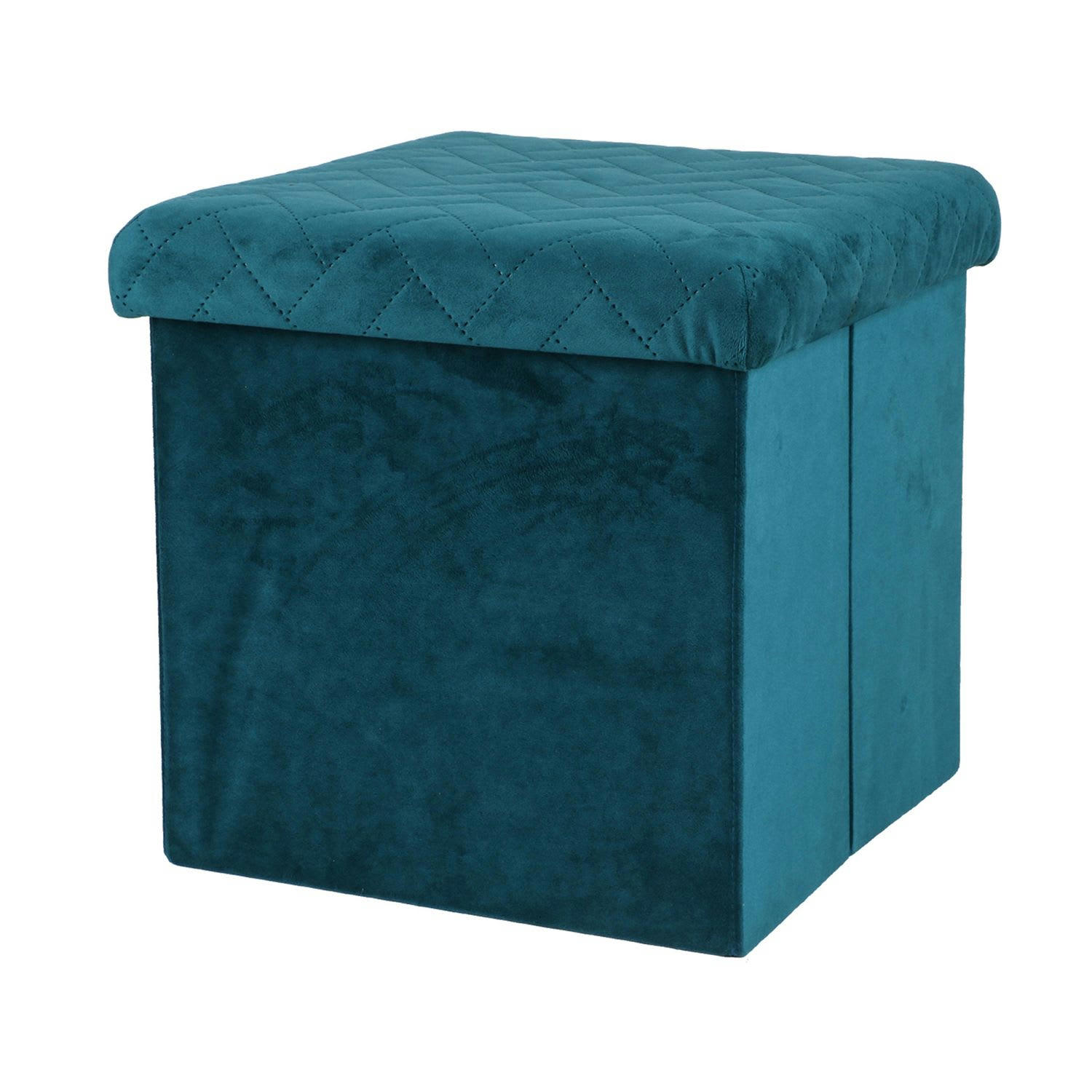 KUBE - Pouf de rangement pliable en velours vert