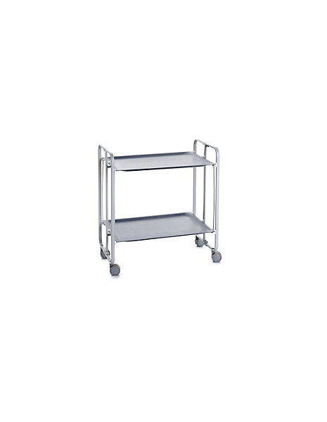 Desserte pliante BAUHAUS avec roulettes, Structure grise, 2 niveaux, 4 positions