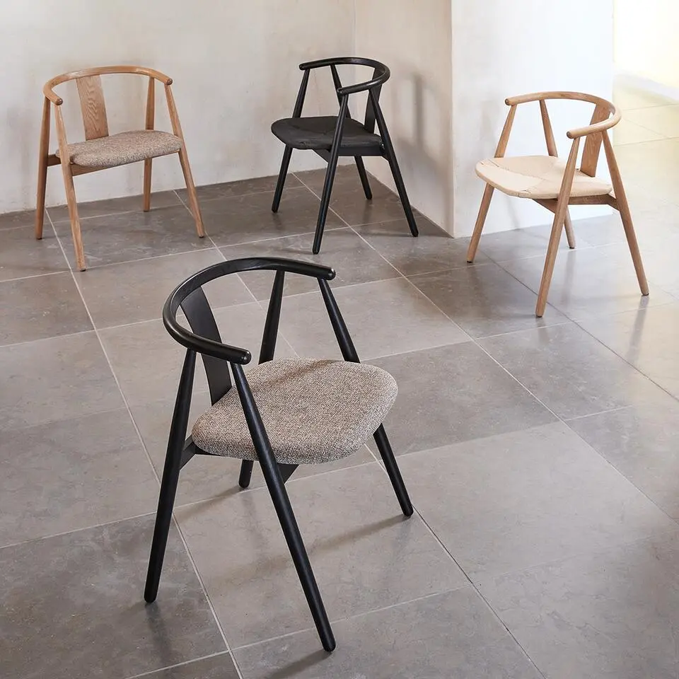 Olivine Kenza Eikenhouten Eetkamerstoel - Zwart met Warm Grijs Zitting