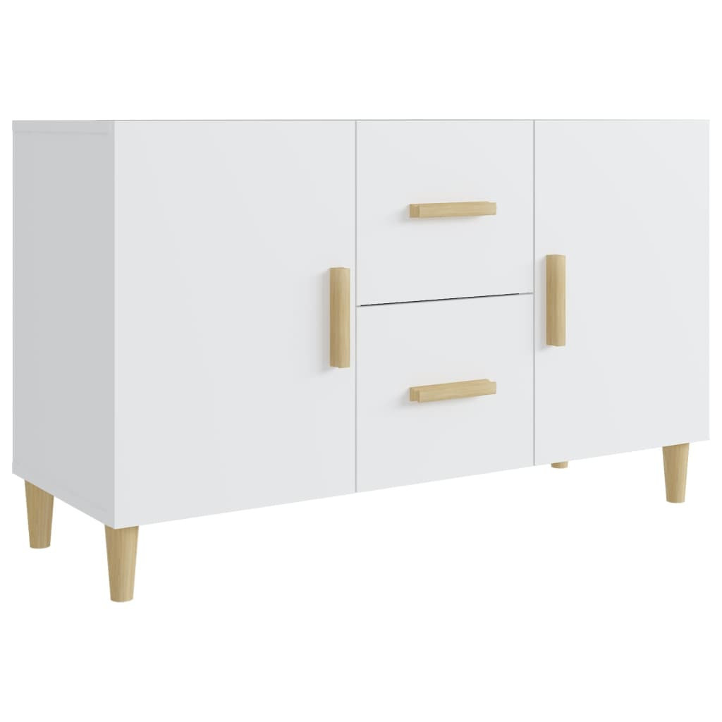Szafka Biała z Drzwiami z Szufladami 100x36x60 cm do Salonu Pokoju
