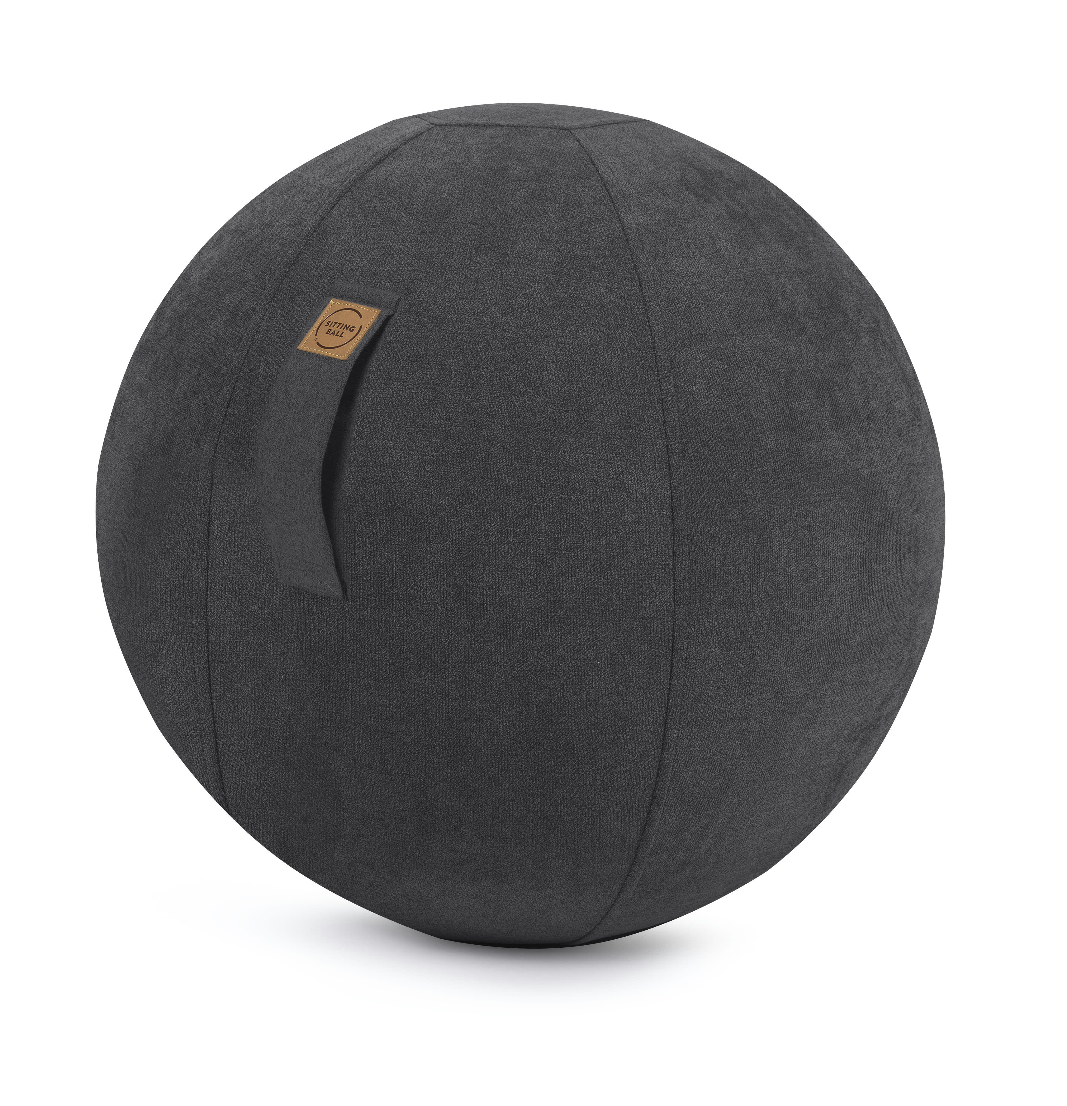 ALFA - Balle d'assise design en suédine noir avec poignée  D65