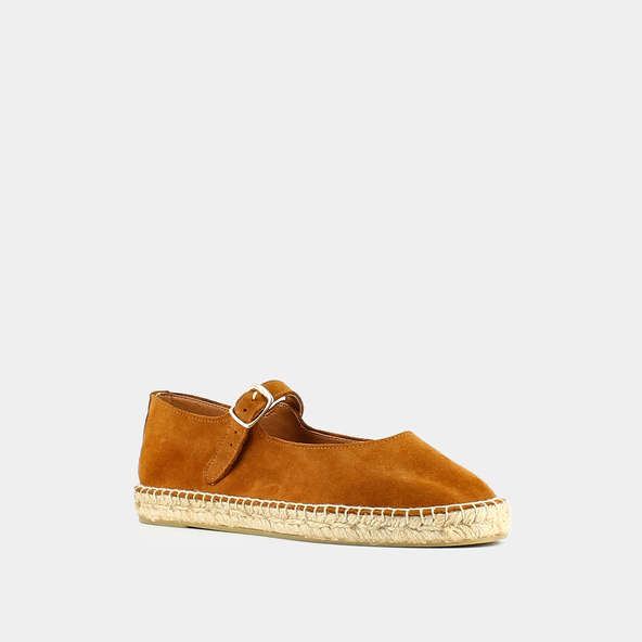 Espadrilles à bouts rondsen croute cognac | MARGARET
