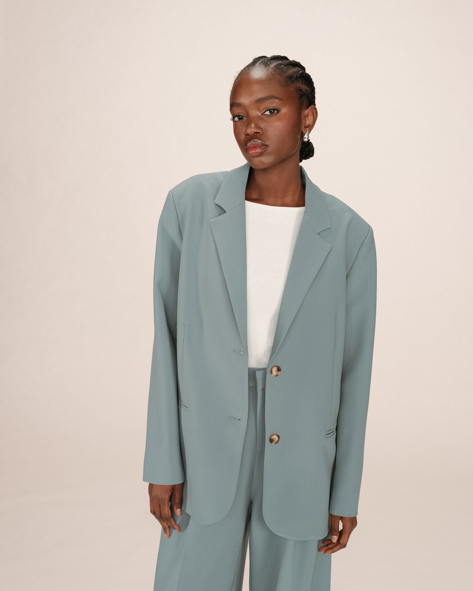 Blazer large droit sauge Strong