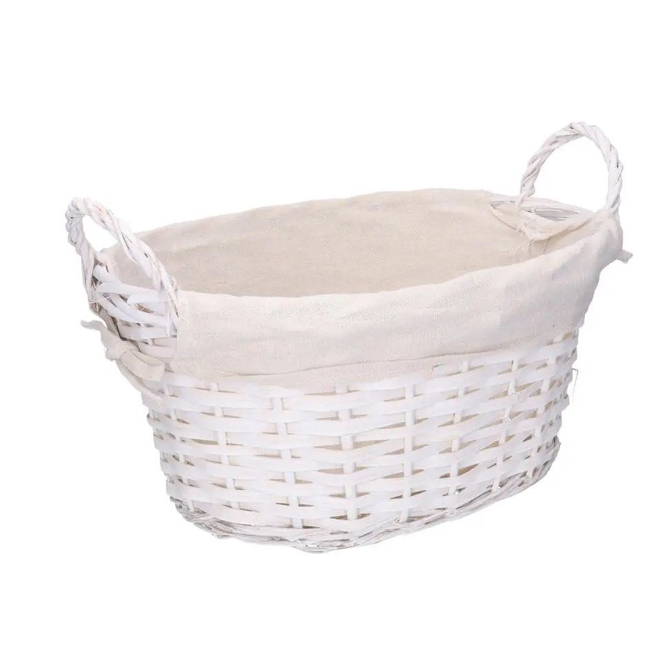 CM Rieten opbergmand - gevlochten rotan - wit - 35 x 25 x 24 cm