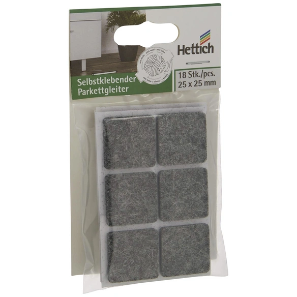 Parkettgleiter, quadratisch, Selbstklebend, grau, 25 x 3 x 25 mm