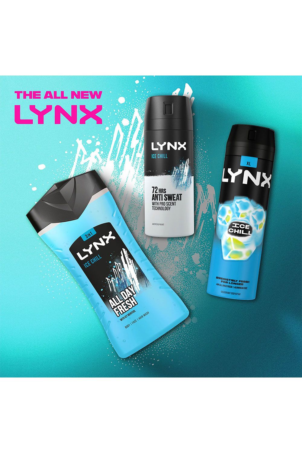 Lynx XL Ice Chill 48H Fresh 'Body Spray' Deodorant, 6x200ml