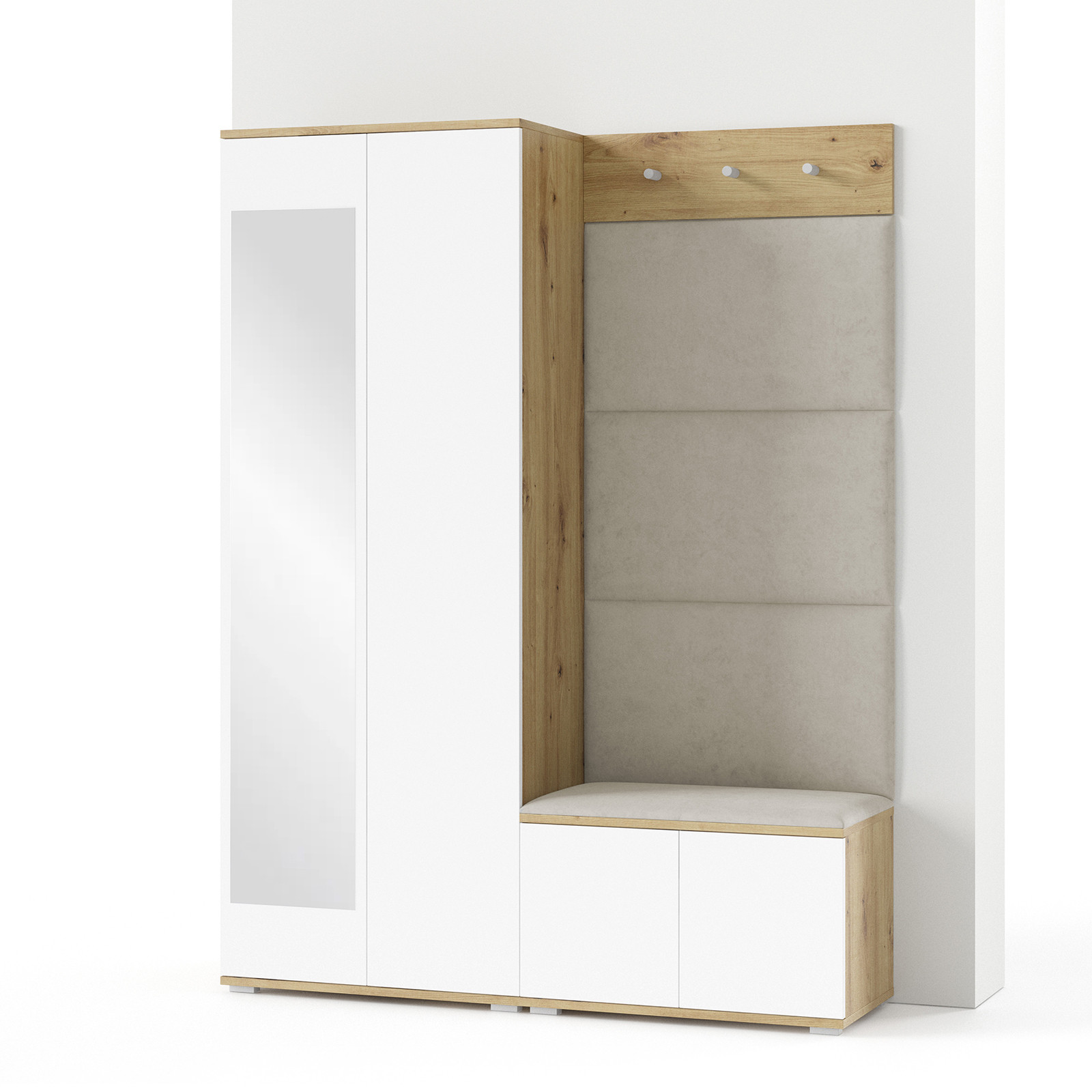 Garderoba z panelami Aura 1 Trinity 01 artisan biały