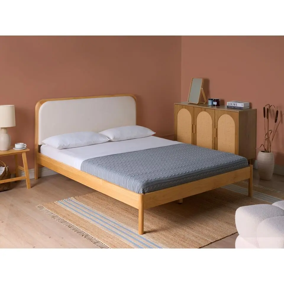 DOSCHES - Tweepersoonsbed - Lichtbruin - 160 x 200 cm - Grenenhout