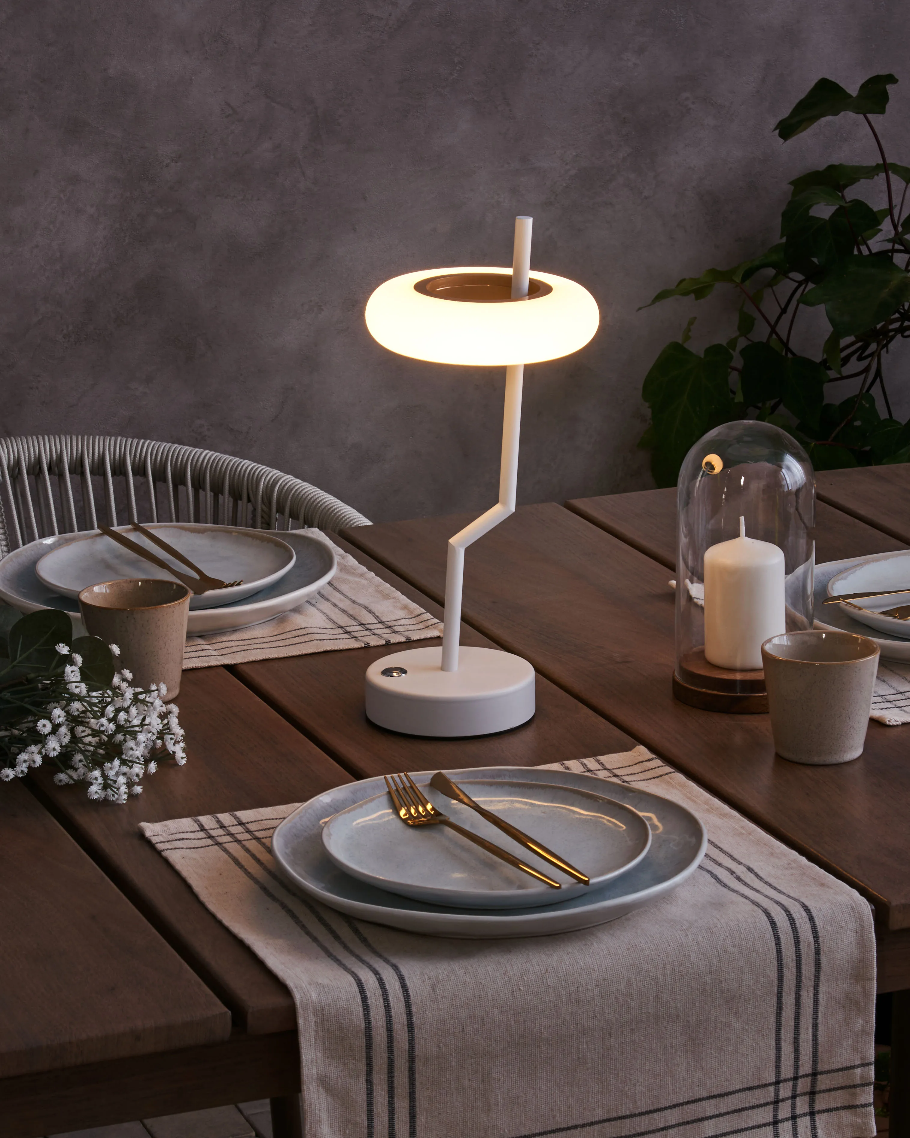 Wireless LED Table Lamp ALVIELA with Dimmer Metal White