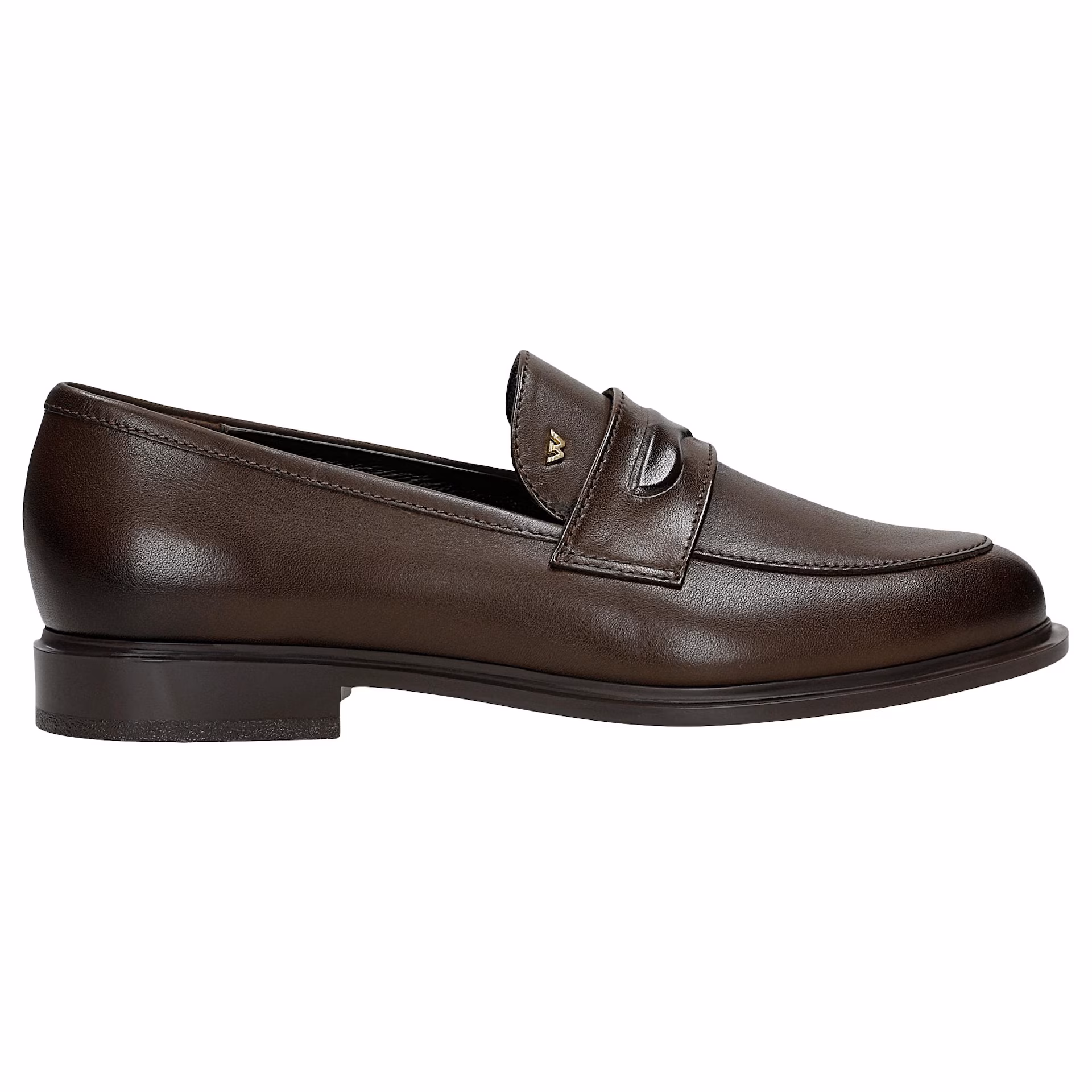 Brązowe skórzane mokasyny damskie typu penny loafers