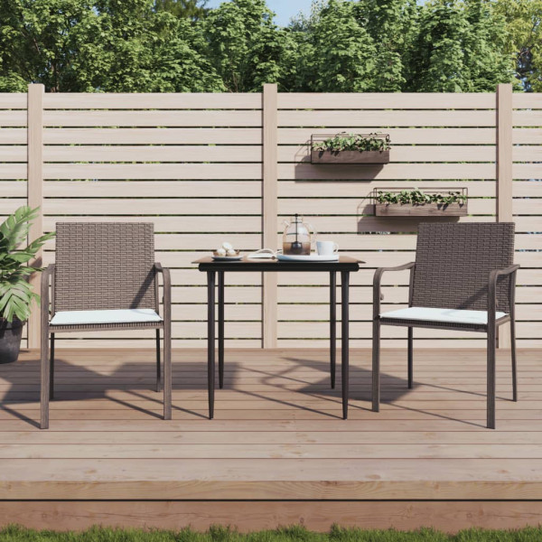 2x Krzesło Ogrodowe z Poduszkami Rattan Brązowe Na Taras Balkon Ogród