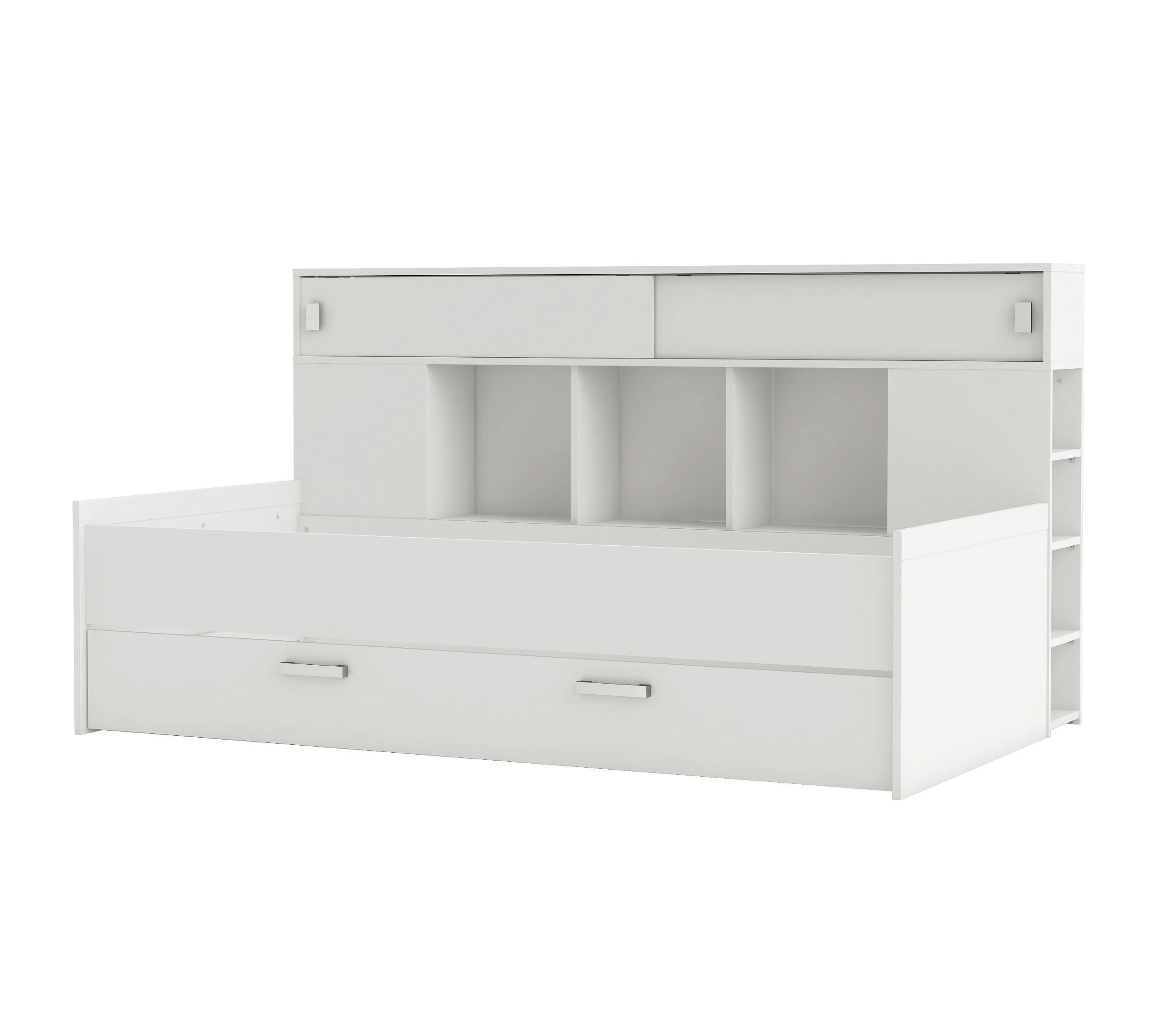 - Lit gigogne 90x200 blanc perle