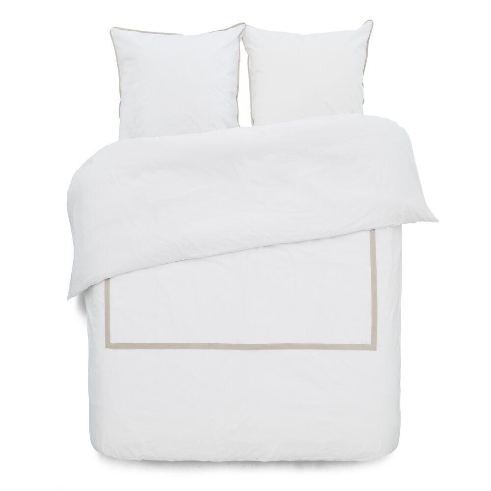 Parure de lit 2 personnes 240x220cm réversible beige et gris
