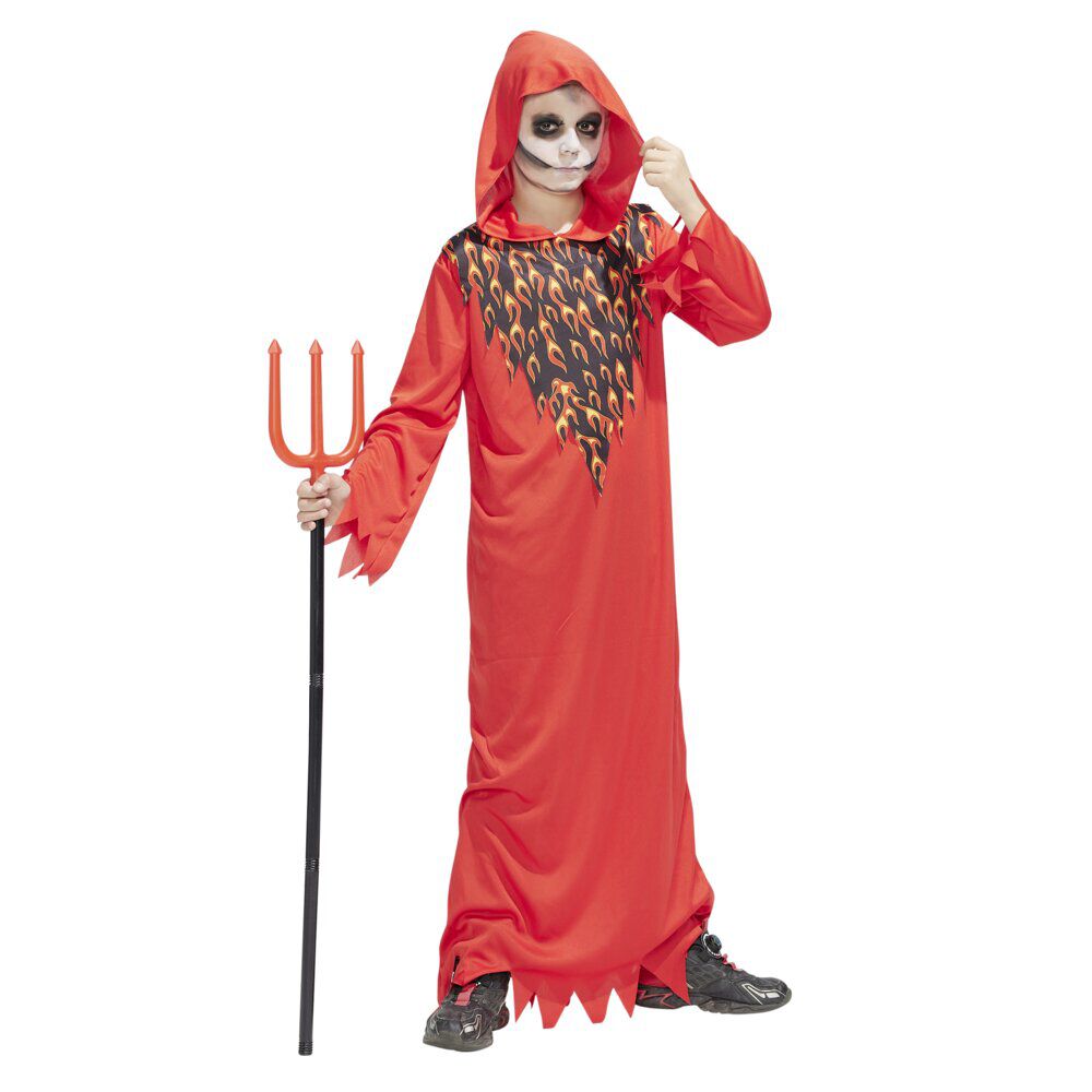 Déguisement Halloween enfant diable cagoule et tunique rouge 11/14ans