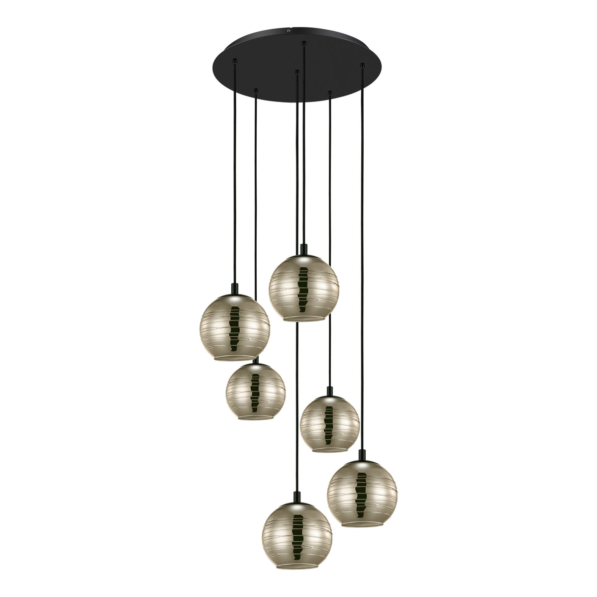 Stars of Light hanglamp Lemorieta - e27 - 6-lichts - ø 57 cm - zwart/goud