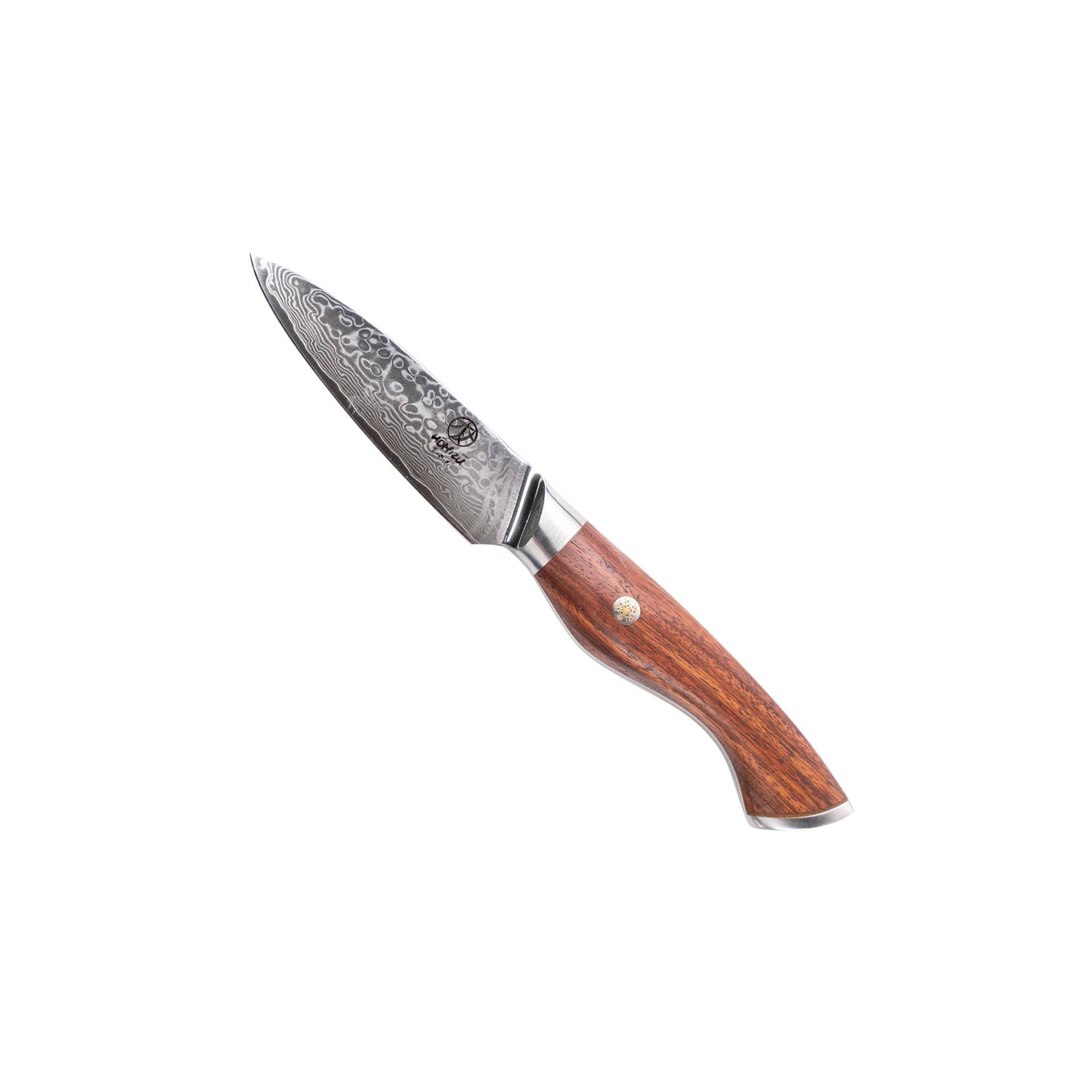 Homizu Baranoki officemes - 9cm - VG-10 damascus mes rozenhout - bruin