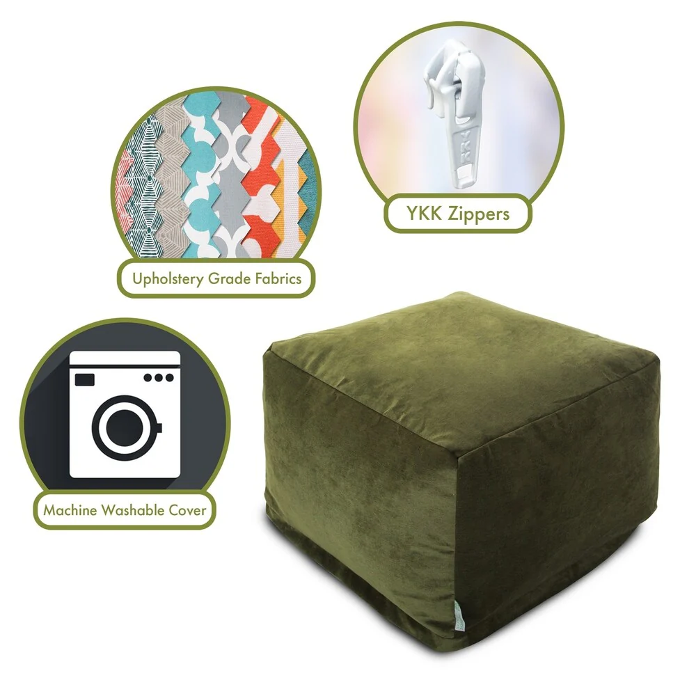 Majestic Home Goods Indoor Villa Velvet Ottoman Pouf