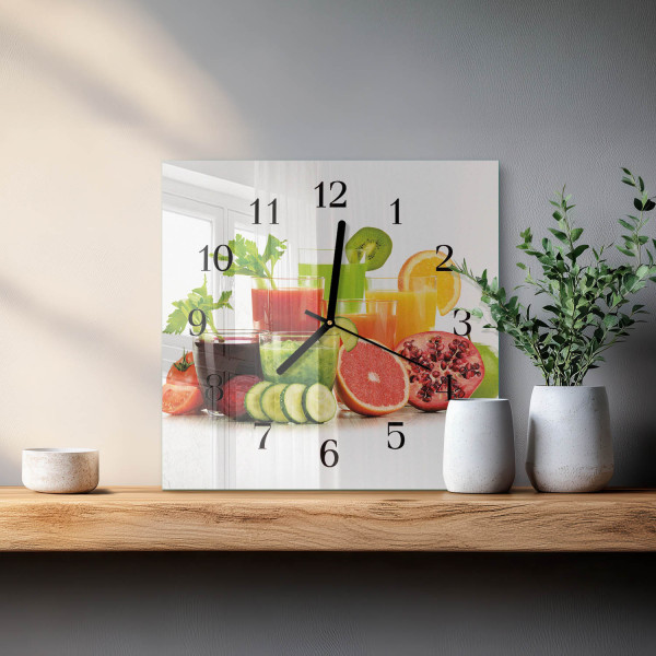 Zegar na szkle 30x30 Soki nowoczesny na ścianę